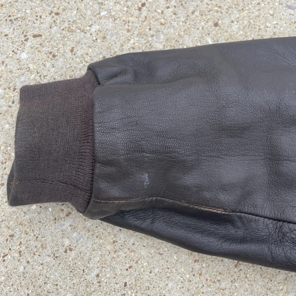 LL BEAN BROWN GOATSKIN LEATHER A-2 BOMBER FLIGHT JACKET XL PILOT AVIATOR COAT